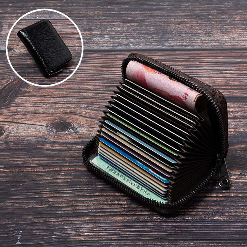 PU ādas RFID kartes turētājs, pret zādzību, universāls, ar vienu locījumu, ikdienas lietošanai