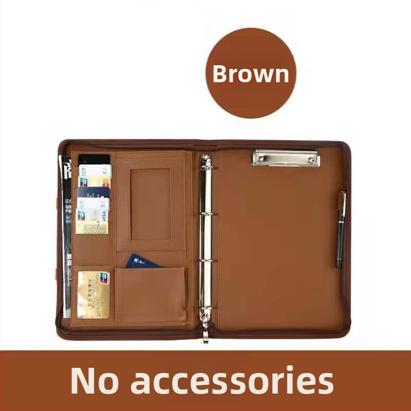 Кожена A4 папка с цип и клип за документи – мултифункционална бизнес папка (Материал: кожа; Тип: силен клип + клип за дъска; Приложим размер за хартия: A4; Дебелина на плочата: 0,05; Модел: BS-002)