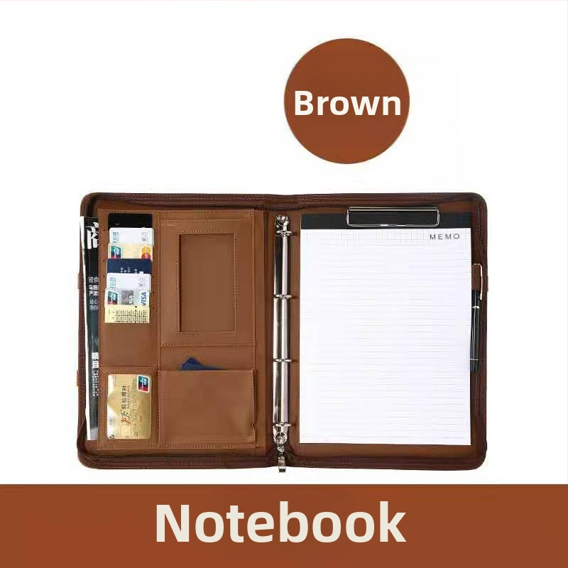 Кожена A4 папка с цип и клип за документи – мултифункционална бизнес папка (Материал: кожа; Тип: силен клип + клип за дъска; Приложим размер за хартия: A4; Дебелина на плочата: 0,05; Модел: BS-002)