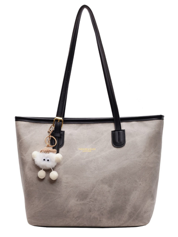 PU Tote чанта с хоризонтална квадратна форма, ципово откриване, подплата от полиестер