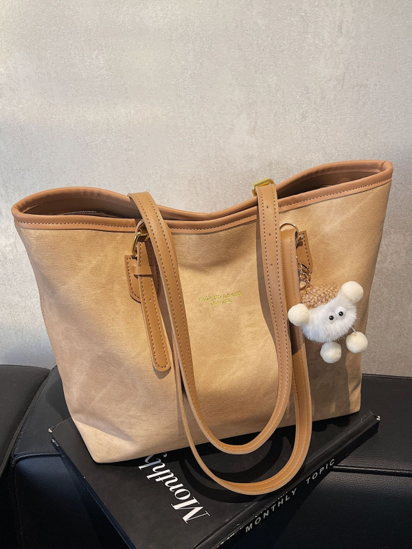 PU Tote чанта с хоризонтална квадратна форма, ципово откриване, подплата от полиестер