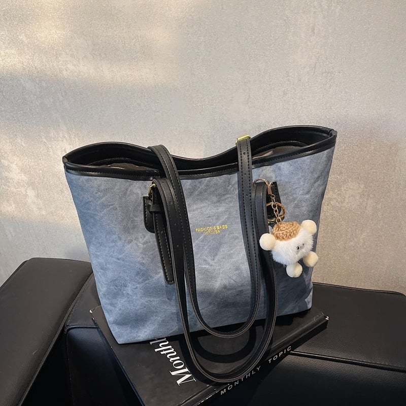 PU Tote чанта с хоризонтална квадратна форма, ципово откриване, подплата от полиестер