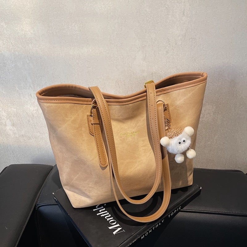 PU Tote чанта с хоризонтална квадратна форма, ципово откриване, подплата от полиестер