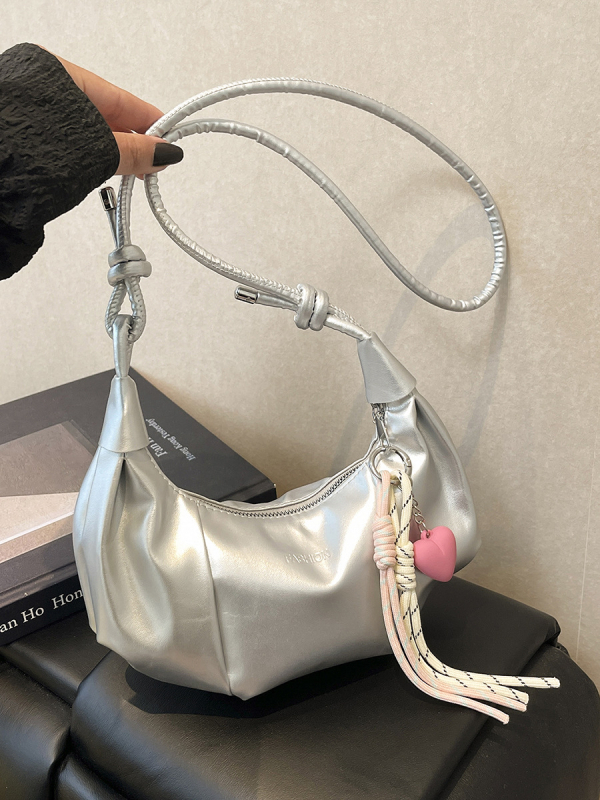 Dumpling-stílusú egyvállas táska, városi minimalizmus, PU bőr, cipzár, nyár 2025 megjelenés