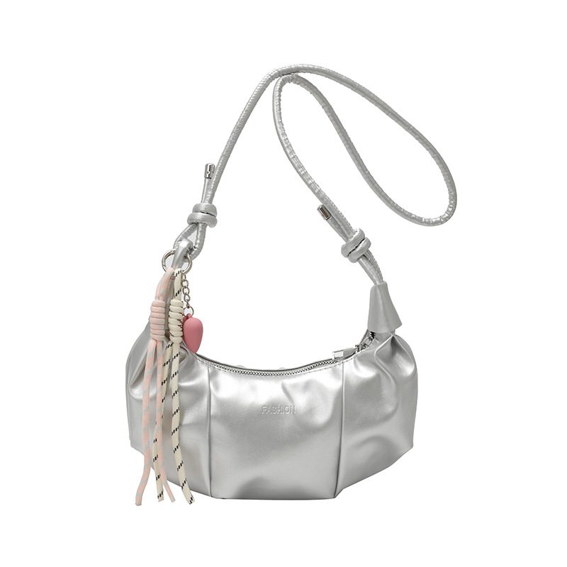 Dumpling-stílusú egyvállas táska, városi minimalizmus, PU bőr, cipzár, nyár 2025 megjelenés