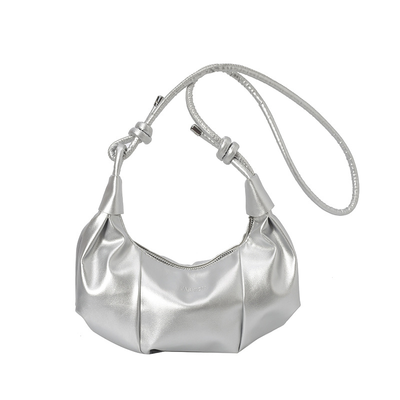 Dumpling-stílusú egyvállas táska, városi minimalizmus, PU bőr, cipzár, nyár 2025 megjelenés