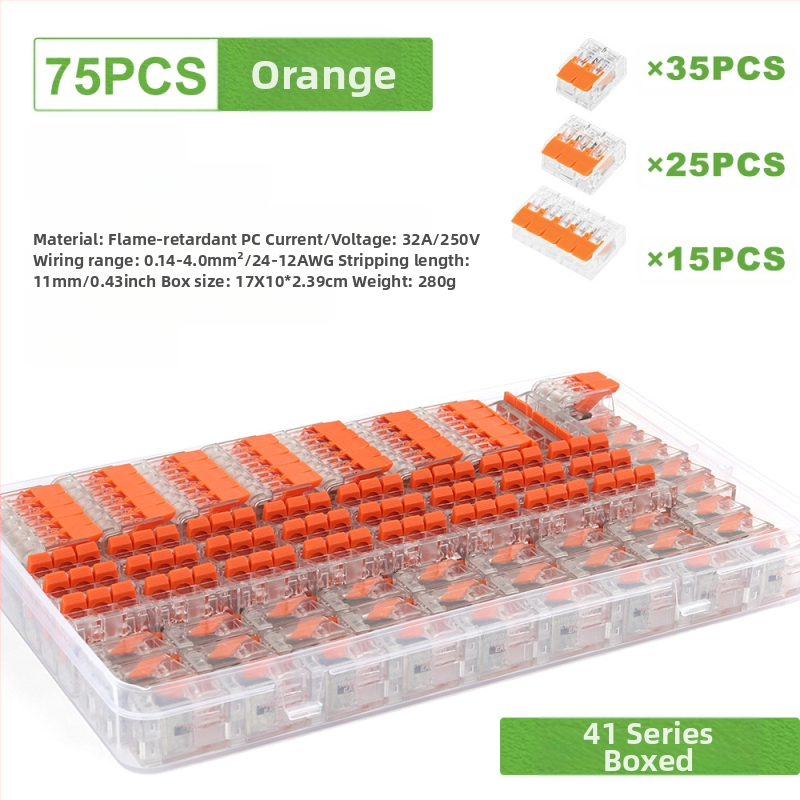 DIY YOU Series 41 gyorscsatlakozós terminálblokkok, 75/76/90 darabos készlet elektromos vezetékekhez