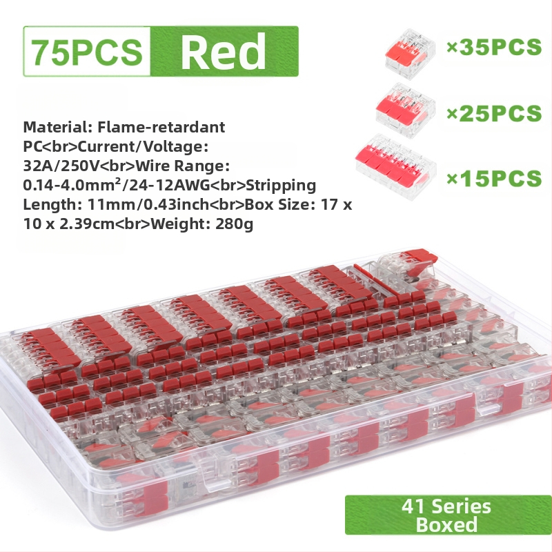 DIY YOU Series 41 gyorscsatlakozós terminálblokkok, 75/76/90 darabos készlet elektromos vezetékekhez
