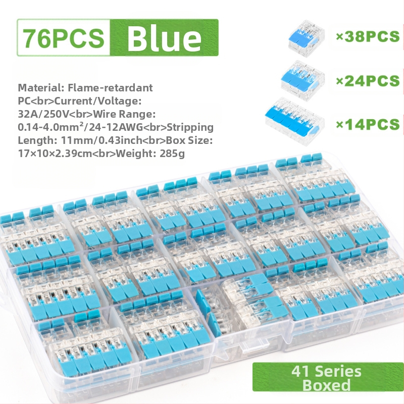 DIY YOU Series 41 gyorscsatlakozós terminálblokkok, 75/76/90 darabos készlet elektromos vezetékekhez