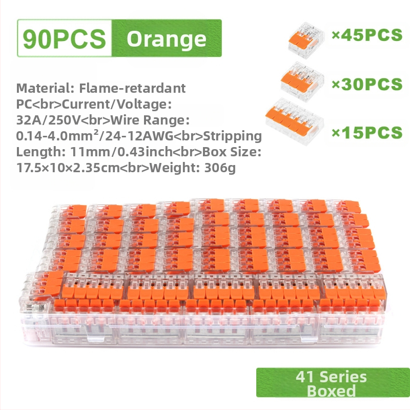 DIY YOU Series 41 gyorscsatlakozós terminálblokkok, 75/76/90 darabos készlet elektromos vezetékekhez