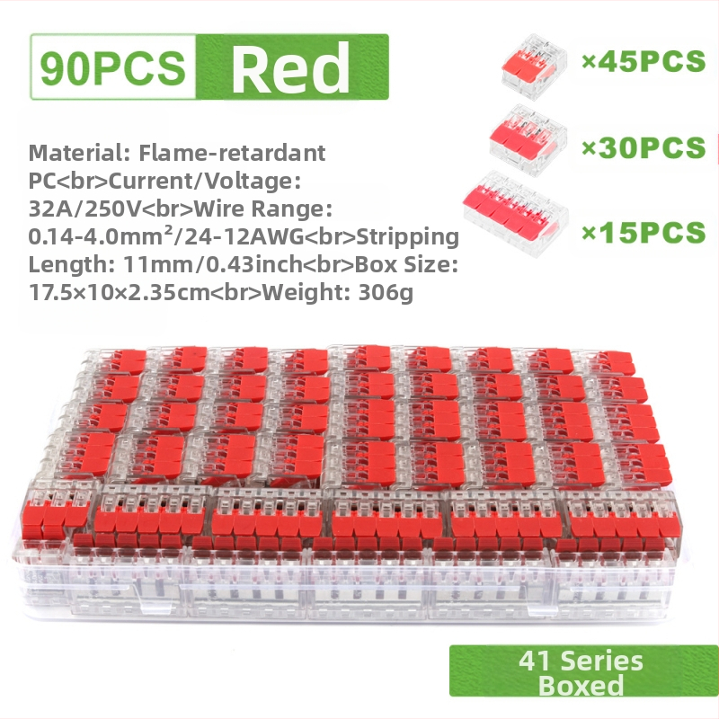 DIY YOU Series 41 gyorscsatlakozós terminálblokkok, 75/76/90 darabos készlet elektromos vezetékekhez