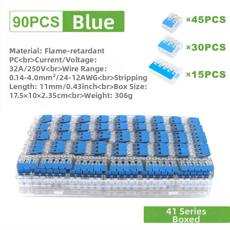 DIY YOU Series 41 gyorscsatlakozós terminálblokkok, 75/76/90 darabos készlet elektromos vezetékekhez