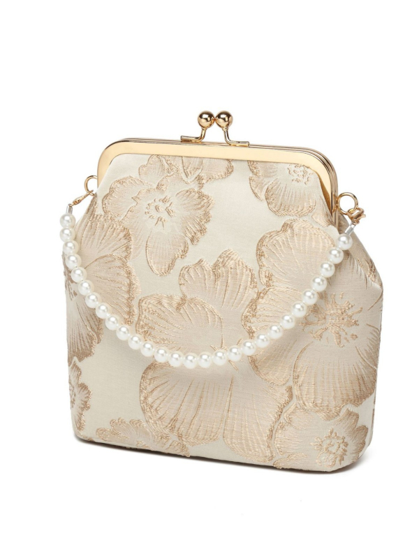 Полиестерна рамкова чанта с флорален мотив, квадратна чанта със джоб за телефон за ежедневна употреба