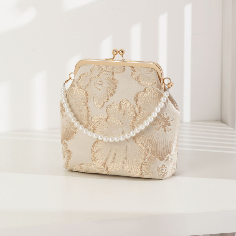 Полиестерна рамкова чанта с флорален мотив, квадратна чанта със джоб за телефон за ежедневна употреба