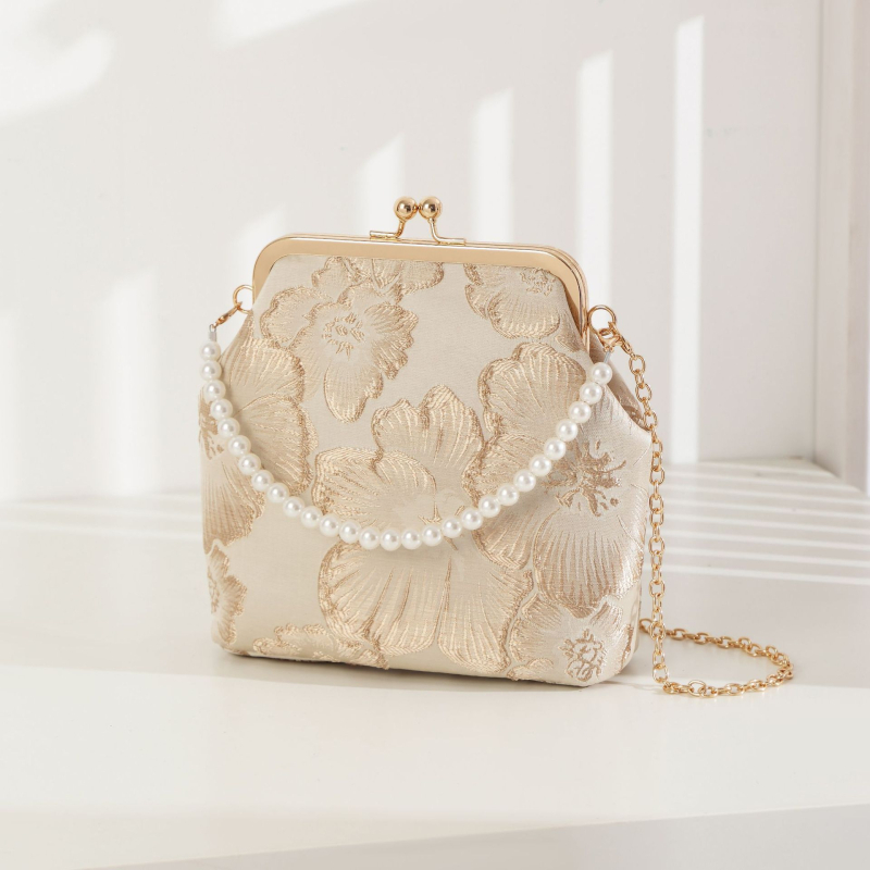 Полиестерна рамкова чанта с флорален мотив, квадратна чанта със джоб за телефон за ежедневна употреба