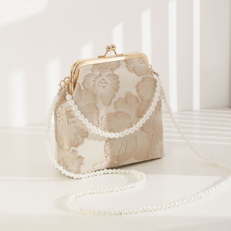 Полиестерна рамкова чанта с флорален мотив, квадратна чанта със джоб за телефон за ежедневна употреба