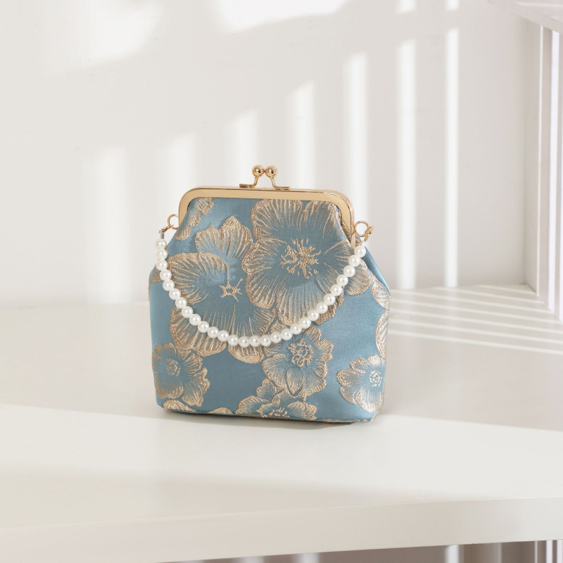 Полиестерна рамкова чанта с флорален мотив, квадратна чанта със джоб за телефон за ежедневна употреба