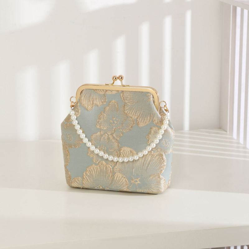 Полиестерна рамкова чанта с флорален мотив, квадратна чанта със джоб за телефон за ежедневна употреба