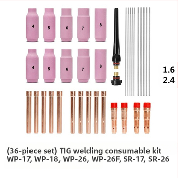 Set de consumabile pentru pistol TIG WP17/18/26 — clemă WT20 pentru electrod tungsten, diametrul miezului 1,6 mm