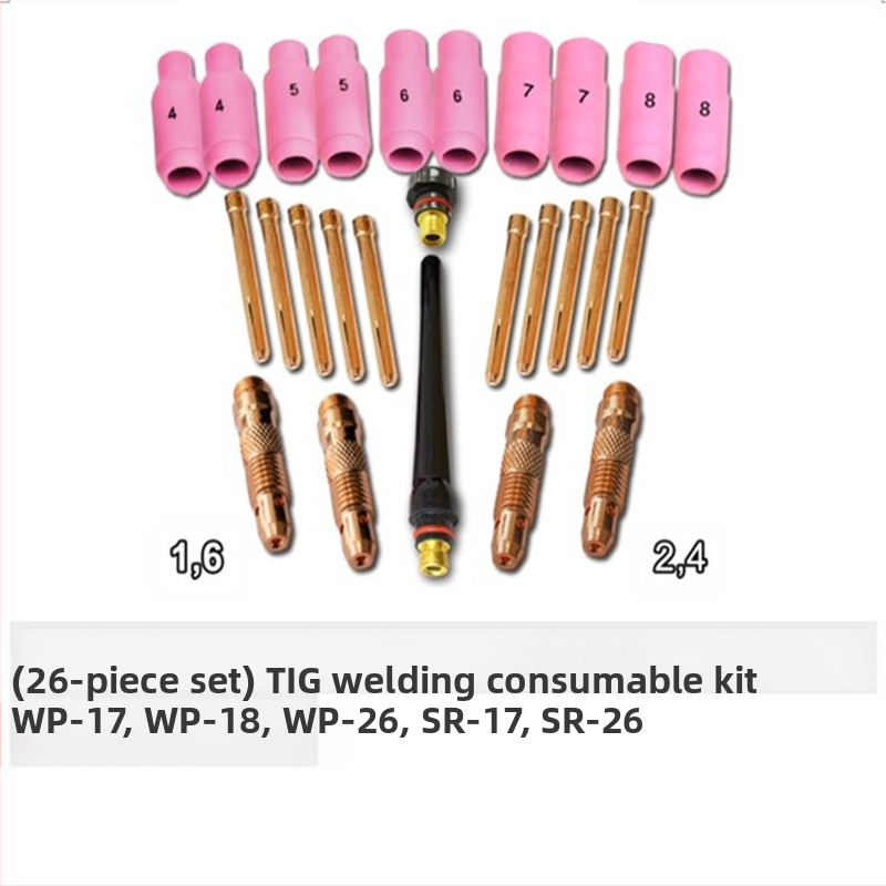 Set de consumabile pentru pistol TIG WP17/18/26 — clemă WT20 pentru electrod tungsten, diametrul miezului 1,6 mm