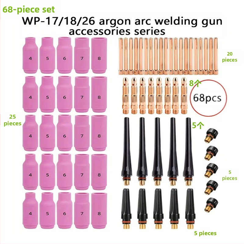 Set de consumabile pentru pistol TIG WP17/18/26 — clemă WT20 pentru electrod tungsten, diametrul miezului 1,6 mm