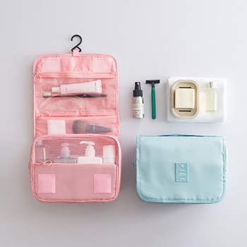 Κρεμαστό τσαντάκι καλλυντικών για ταξίδια με γάντζο, κυβικό σχήμα, Twill ύφασμα, αποθήκευση καλλυντικών και προϊόντων περιποίησης (κυβικό σχήμα, Twill ύφασμα, ασφαλές κλείσιμο)