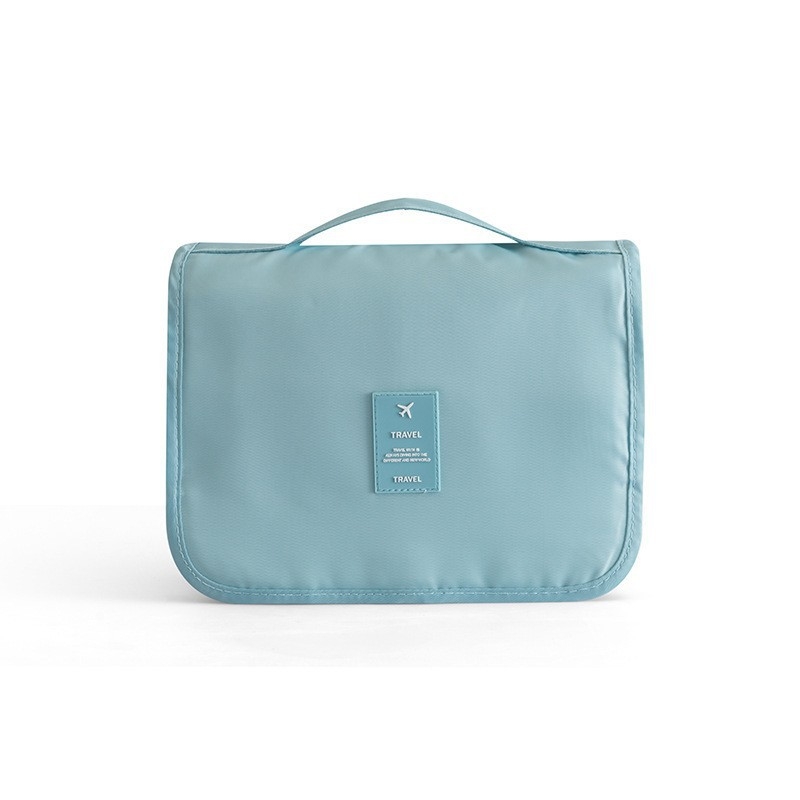 Kabantis kelioninis kosmetikos maišelis su kabliu, kubo formos Twill audinys, kosmetikai ir higienai (kubo forma, Twill audinys, saugus uždarymas)