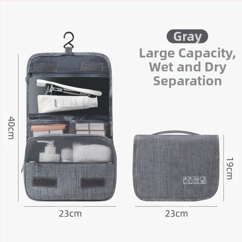 Kabantis kelioninis kosmetikos maišelis su kabliu, kubo formos Twill audinys, kosmetikai ir higienai (kubo forma, Twill audinys, saugus uždarymas)