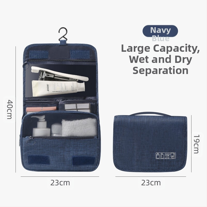 Kabantis kelioninis kosmetikos maišelis su kabliu, kubo formos Twill audinys, kosmetikai ir higienai (kubo forma, Twill audinys, saugus uždarymas)