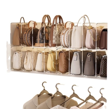 Οργανωτής αποθήκευσης τσαντών σε ντουλάπα – 6 επίπεδα, πλαστικό, χωρίς συναρμολόγηση, νορδικό στυλ