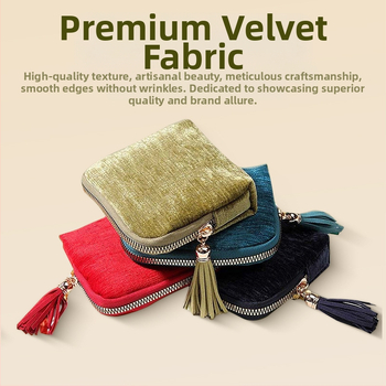 Τσαντάκι κοσμημάτων σε στυλ χειρός με φούντα-φερμουάρ, πολυεπίπεδη αποθήκευση για δαχτυλίδια και βραχιόλια, φλάνελ υφασμά, ταξιδιωτικά κατάλληλο