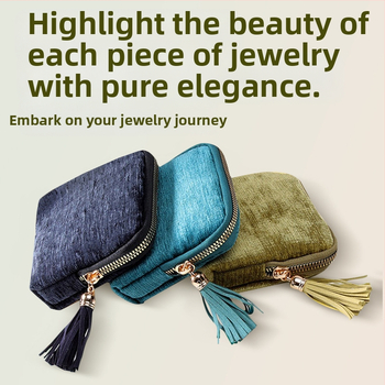 Τσαντάκι κοσμημάτων σε στυλ χειρός με φούντα-φερμουάρ, πολυεπίπεδη αποθήκευση για δαχτυλίδια και βραχιόλια, φλάνελ υφασμά, ταξιδιωτικά κατάλληλο
