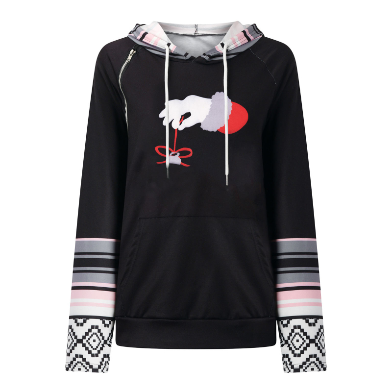 Džemperis su gobtuvu, išspausdintas dizainas, miesto laisvalaikio stilius, siauras kirpimas, skaitmeninis spausdinimas