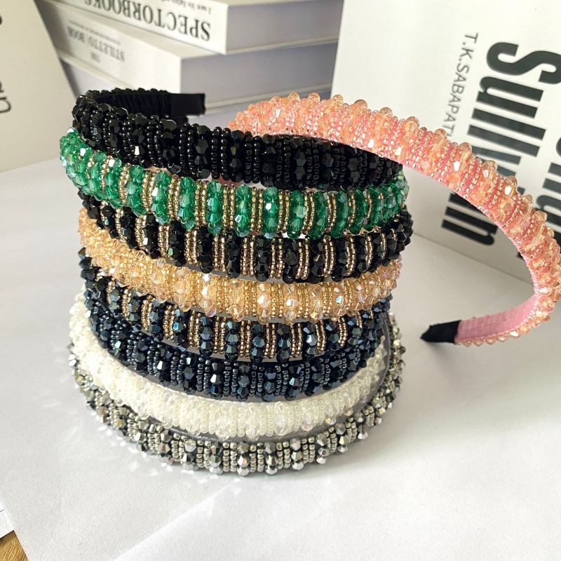 Лента за глава с кристални мъниста, ръчно плетена барокова лента за жените — Strings of poetry