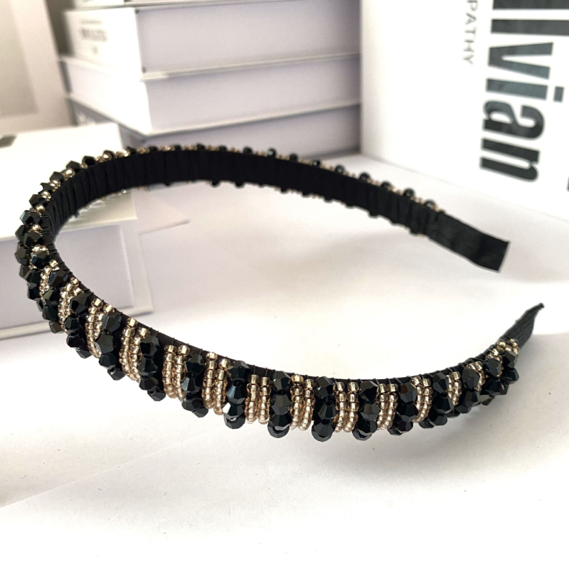 Лента за глава с кристални мъниста, ръчно плетена барокова лента за жените — Strings of poetry