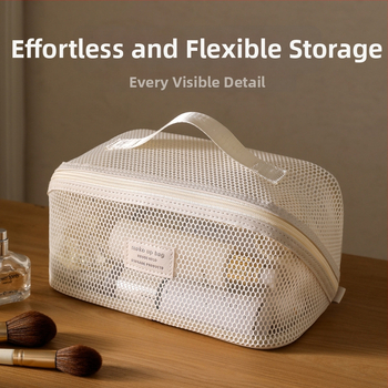 Τσαντάκι καλλυντικών με δίχτυ σε στιλ χειραποσκευής, από πολυεστέρα, πολλαπλών χρήσεων για ταξίδια.