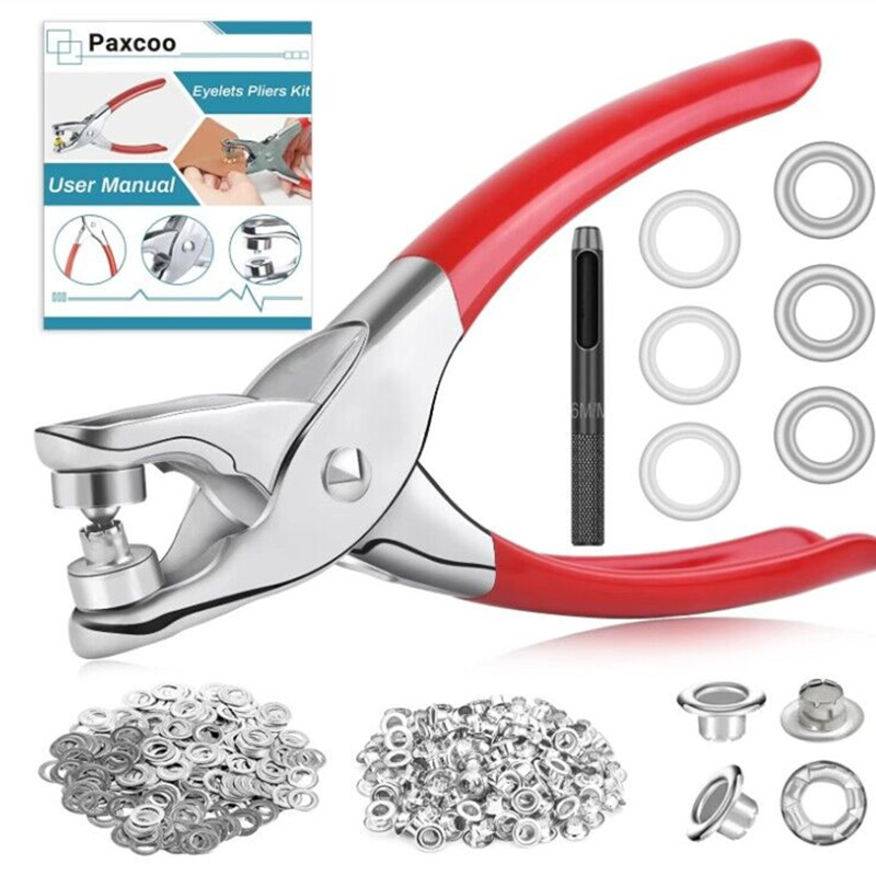 Метални клещи за глазки (eyelet pliers) — комплект с инструменти за монтаж; Материал: железо; Структура: Eyelet button; Приложение: обувки, шапки, раници, чанти, завеси