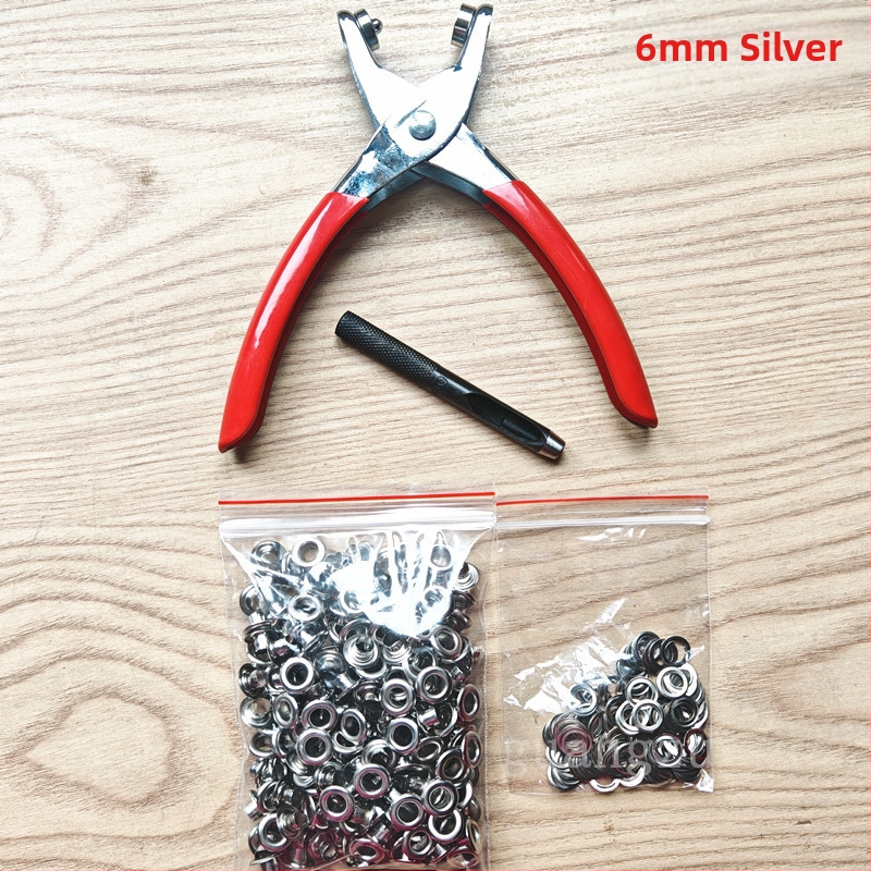 Метални клещи за глазки (eyelet pliers) — комплект с инструменти за монтаж; Материал: железо; Структура: Eyelet button; Приложение: обувки, шапки, раници, чанти, завеси