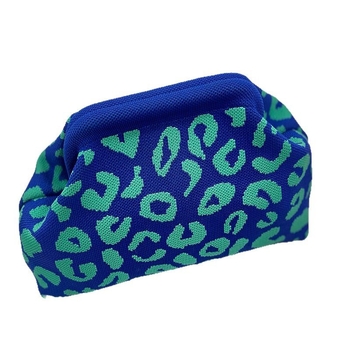 Λεοπάρ πλεκτή γυναικεία τσάντα χέρι με μαγνητικό κλείσιμο, Άνοιξη 2025, οριζόντια τετράγωνη τρισδιάστατη υφαντή τσάντα, πολυεστερικό σώμα και επένδυση, εσωτερική θήκη για κινητό