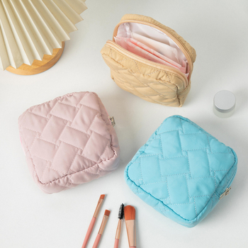 Τετράγωνη πολυεστερική τσάντα, πολλαπλών χρήσεων για μακιγιάζ και αποθήκευση στο γραφείο, ταξίδια
