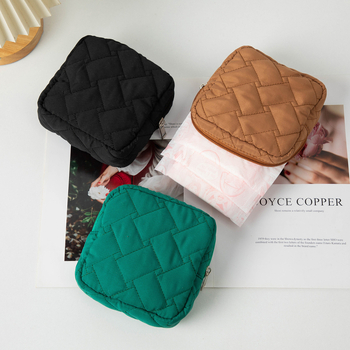 Τετράγωνη πολυεστερική τσάντα, πολλαπλών χρήσεων για μακιγιάζ και αποθήκευση στο γραφείο, ταξίδια