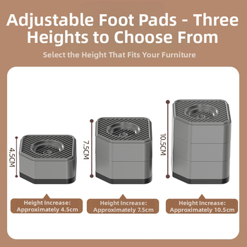 Pėdų pagalvėlė skalbyklei ir šaldytuvui – priešslidinė, reguliuojama, judama, nereikia montuoti, iš plastiko