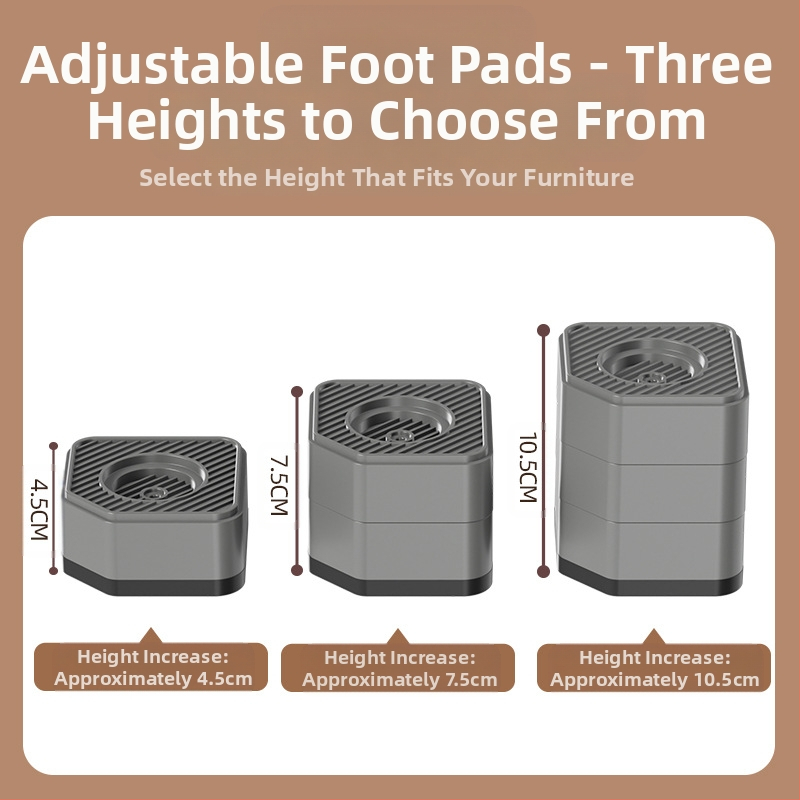 Подложка за краката на пералня и хладилник – антихлъзгаща, регулируема, подвижна, без монтаж, пластмасова