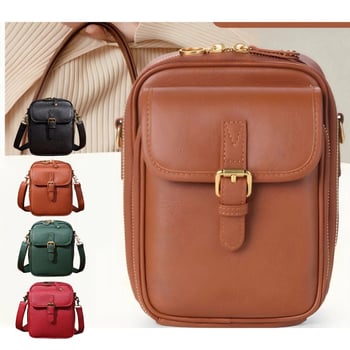 Unisex crossbody torba od PU, vertikalno kvadratnog oblika, zatvarač, unutarnji pretinci za telefon i identifikacijsku karticu s tajnim pretincem