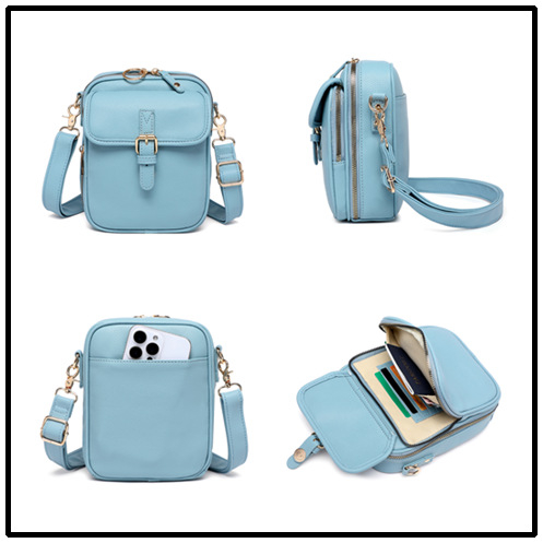 Unisex crossbody torba od PU, vertikalno kvadratnog oblika, zatvarač, unutarnji pretinci za telefon i identifikacijsku karticu s tajnim pretincem