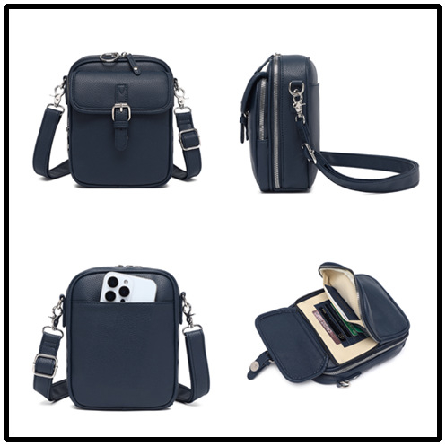 Unisex crossbody torba od PU, vertikalno kvadratnog oblika, zatvarač, unutarnji pretinci za telefon i identifikacijsku karticu s tajnim pretincem