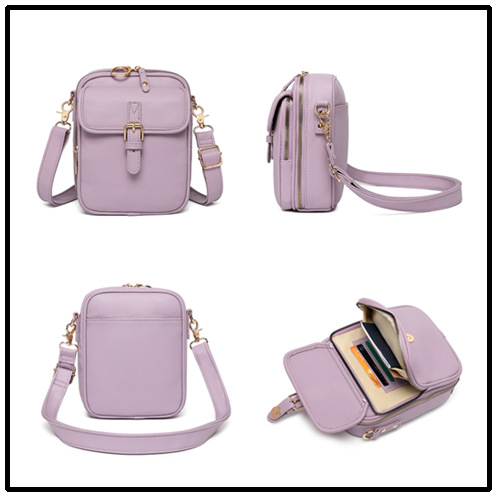 Unisex crossbody torba od PU, vertikalno kvadratnog oblika, zatvarač, unutarnji pretinci za telefon i identifikacijsku karticu s tajnim pretincem