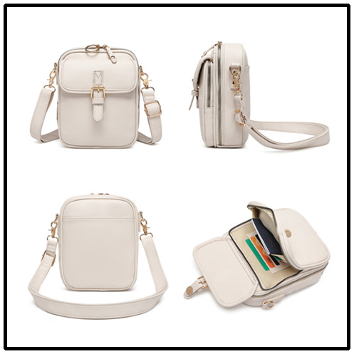 Unisex crossbody torba od PU, vertikalno kvadratnog oblika, zatvarač, unutarnji pretinci za telefon i identifikacijsku karticu s tajnim pretincem