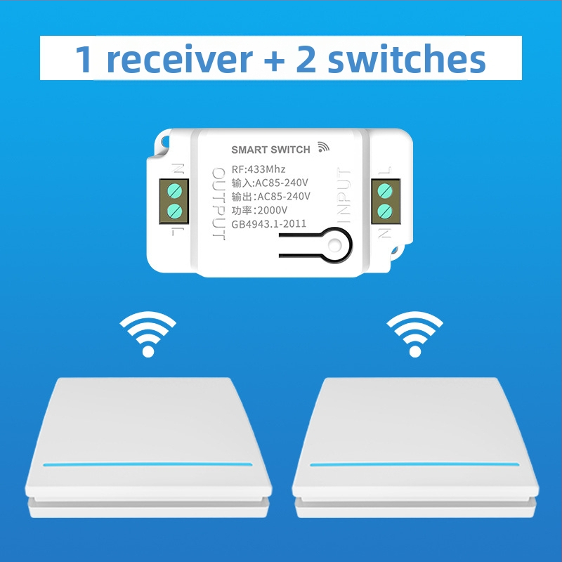 Belainis nuotolinio valdymo išjungiklio modulis, 220V, be laidų, lipdomas montavimas; ABS korpusas; 85-240V 3C diapazonas; Wen Guanghui