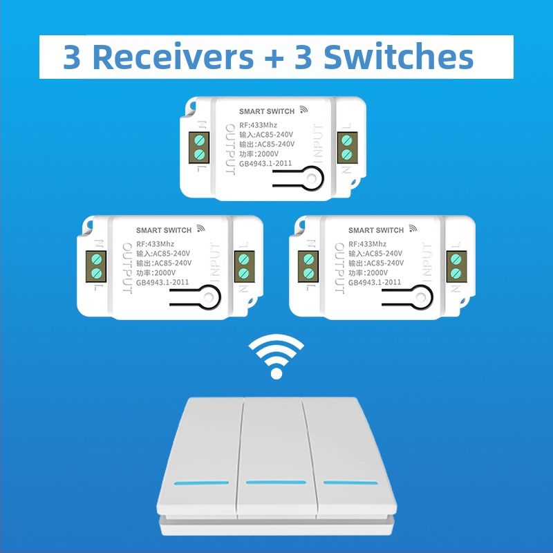 Belainis nuotolinio valdymo išjungiklio modulis, 220V, be laidų, lipdomas montavimas; ABS korpusas; 85-240V 3C diapazonas; Wen Guanghui